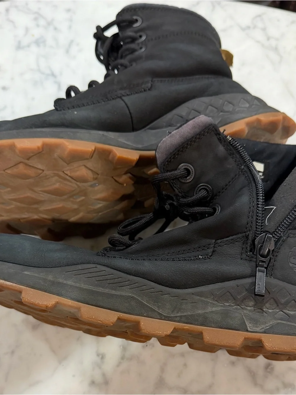 Timberland Black Lace-Up Men's Boots with Brown Soles